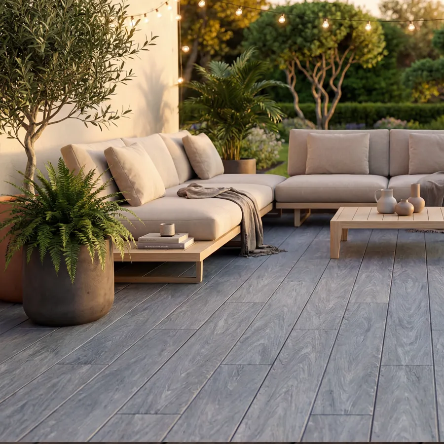 Tarima Madera Exterior Gris| Lama Composite Maciza