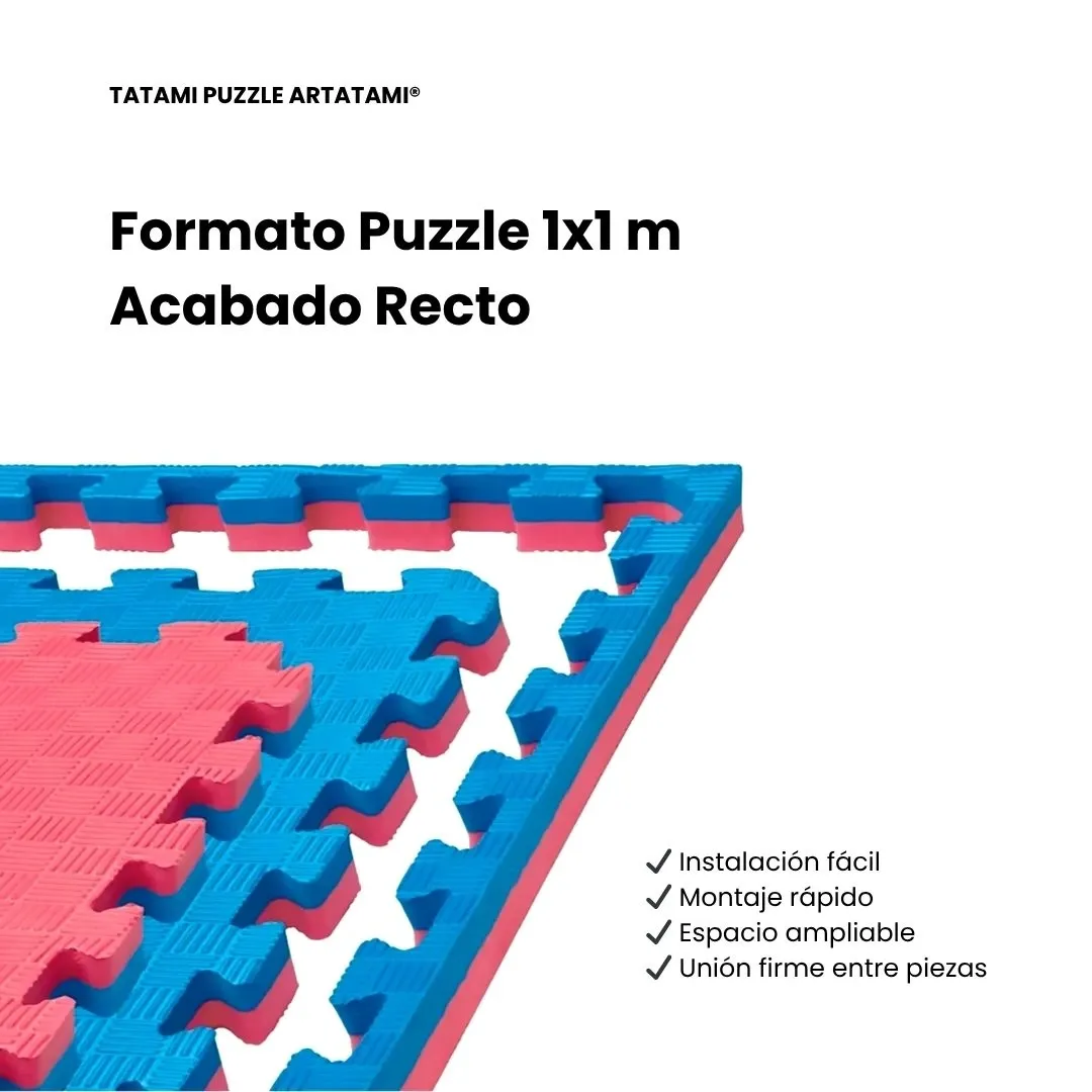 Tatami Puzzle Etileno Acetato de Vinílo de Alta Densidad TATAMI PUZZLE Rojo y Azul 1x1m | 50mm | Artes Marciales | Competición | Alto Rendimiento | Acabado Checker