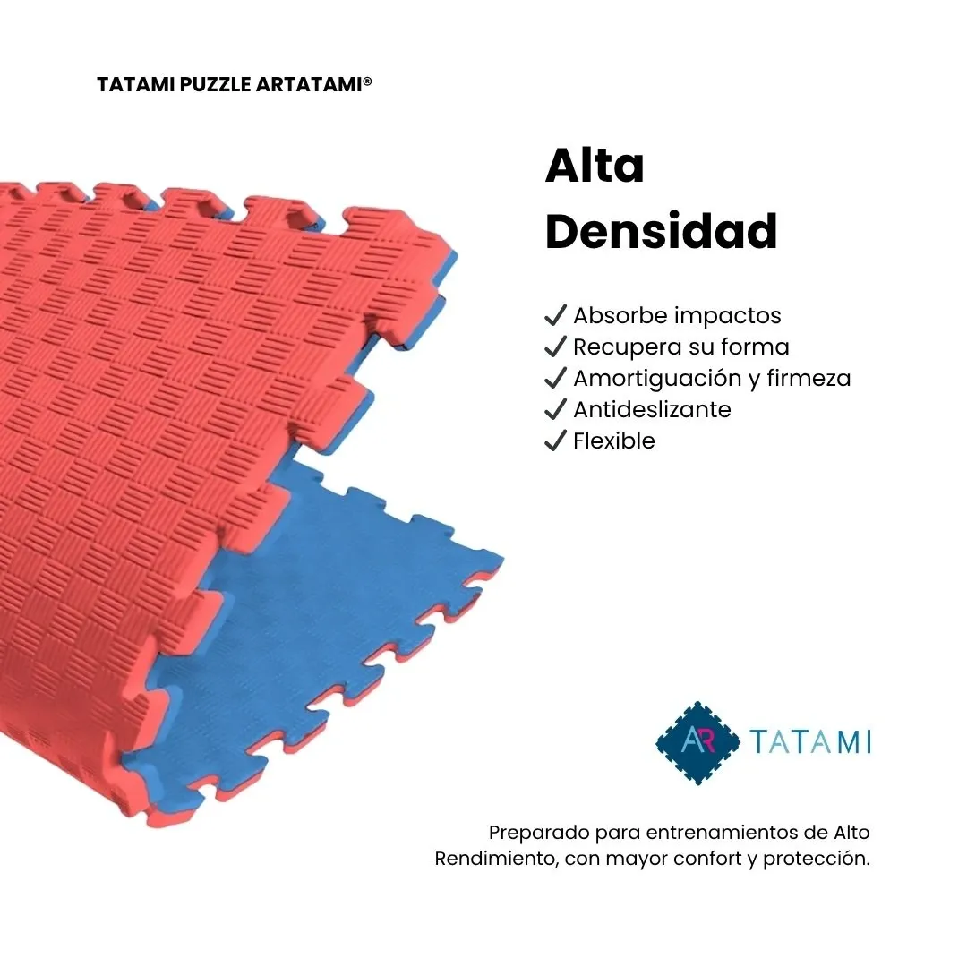 Tatami Puzzle Etileno Acetato de Vinílo de Alta Densidad TATAMI PUZZLE Rojo y Azul 1x1m | 50mm | Artes Marciales | Competición | Alto Rendimiento | Acabado Checker