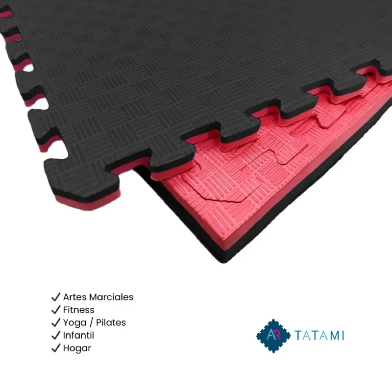 Tatami Puzzle Etileno Acetato de Vinílo de Alta Densidad Tatami Rojo Negro  |1x1| 25mm