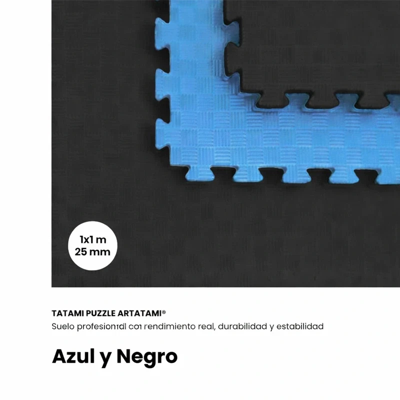 Tatami Puzzle Etileno Acetato de Vinílo de Alta Densidad Tatami Azul Negro|1x1| 25mm