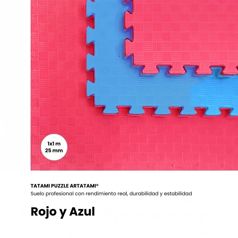 Tatami Puzzle Etileno Acetato de Vinílo de Alta Densidad Tatami Rojo Azul |1x1| 25mm