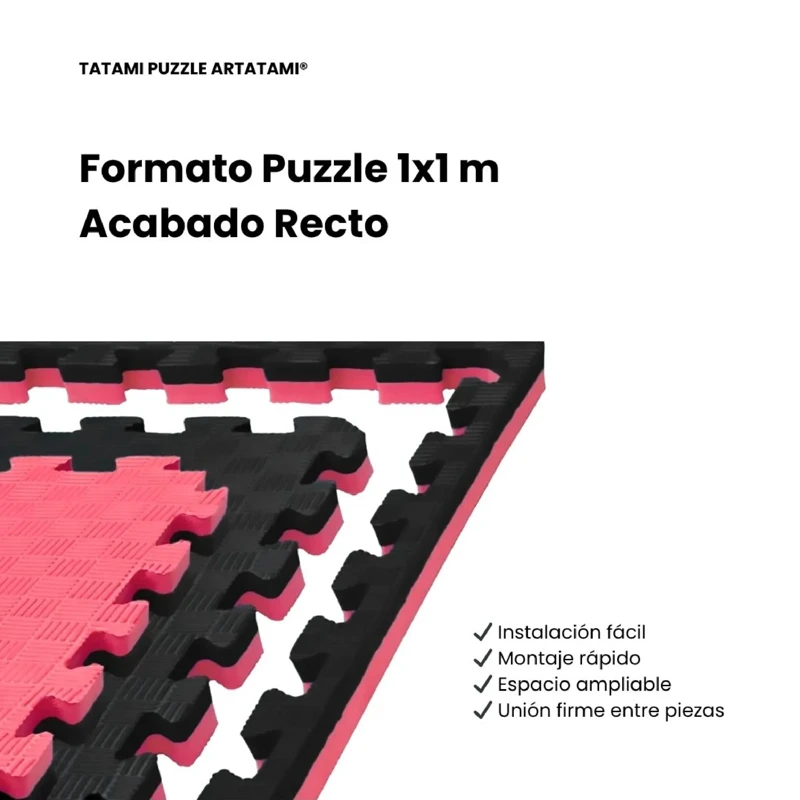 Tatami Puzzle Etileno Acetato de Vinílo de Alta Densidad Tatami Rojo Negro  |1x1| 40mm