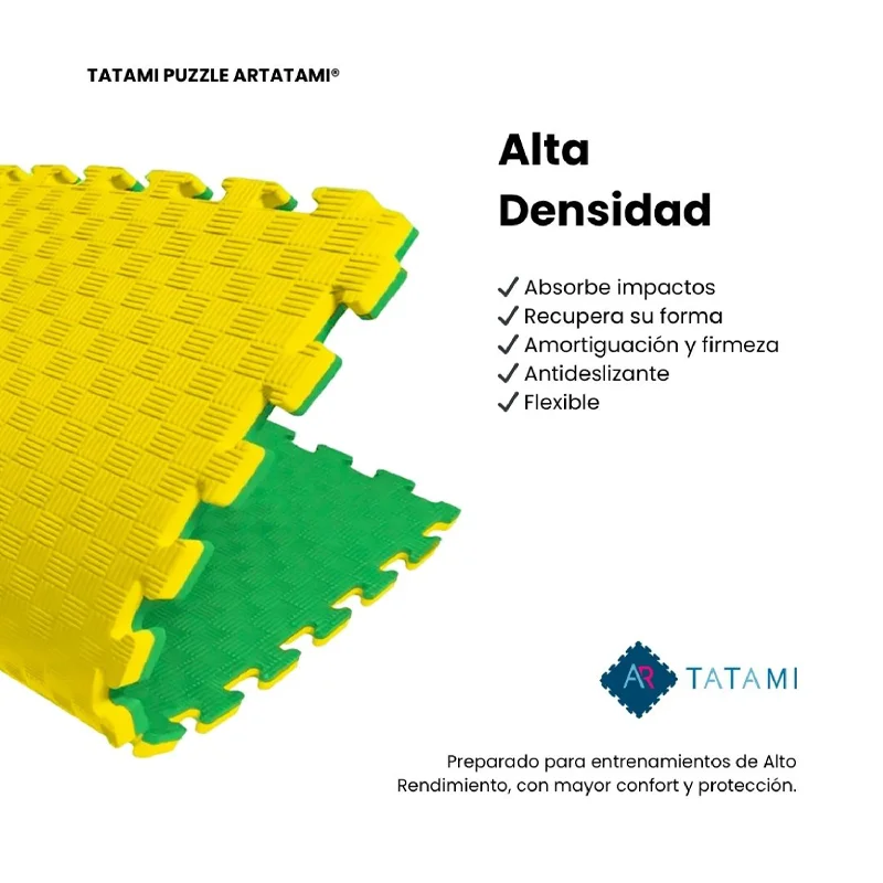 Tatami Puzzle Etileno Acetato de Vinílo de Alta Densidad Tatami Amarillo Verde |1x1| 20mm