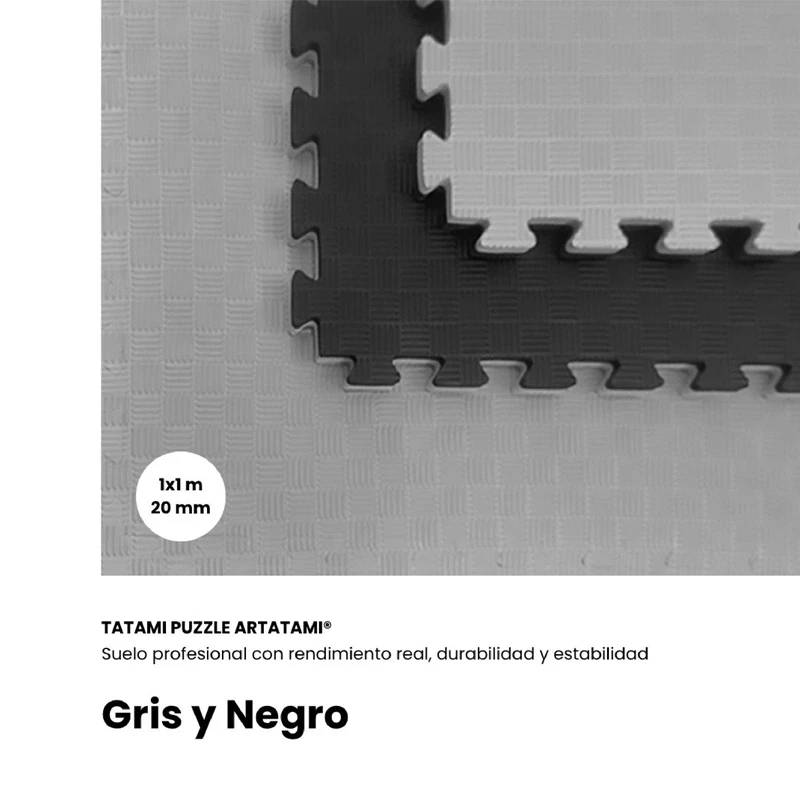 Tatami Puzzle Etileno Acetato de Vinílo de Alta Densidad Tatami Negro Gris |1x1| 20mm