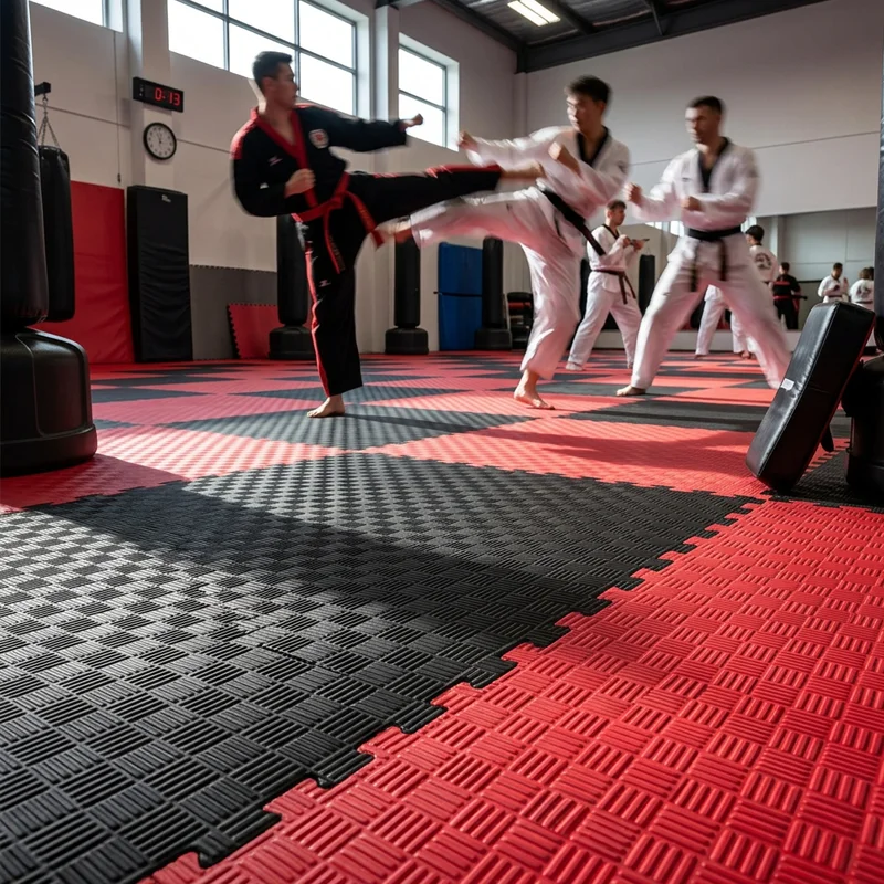 Tatami Puzzle Etileno Acetato de Vinílo de Alta Densidad Tatami Rojo Negro  |1x1| 40mm