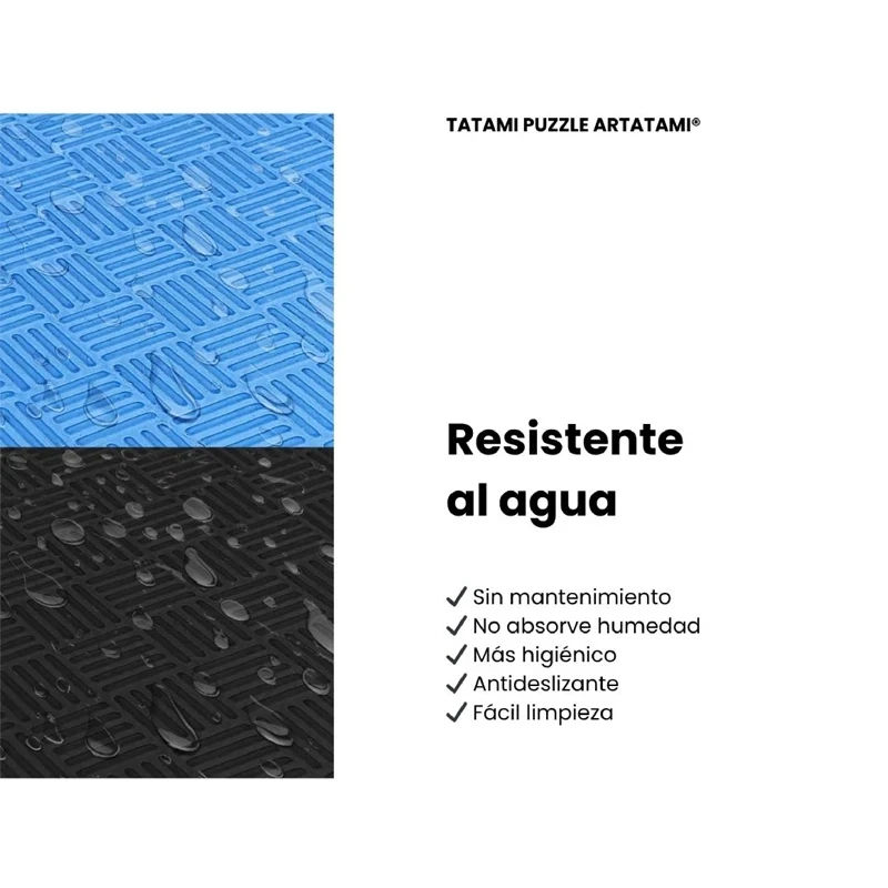 Tatami Puzzle Etileno Acetato de Vinílo de Alta Densidad Tatami Azul Negro|1x1| 25mm