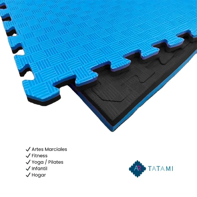 Tatami Puzzle Etileno Acetato de Vinílo de Alta Densidad Tatami Azul Negro|1x1| 25mm