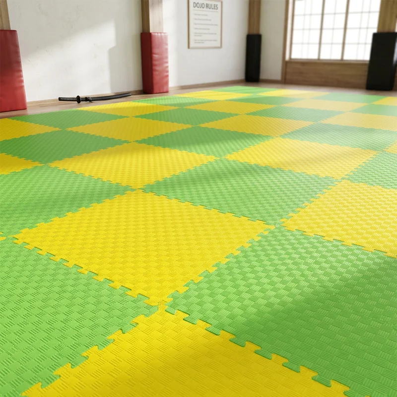 Tatami Puzzle Etileno Acetato de Vinílo de Alta Densidad Tatami Amarillo Verde |1x1| 20mm