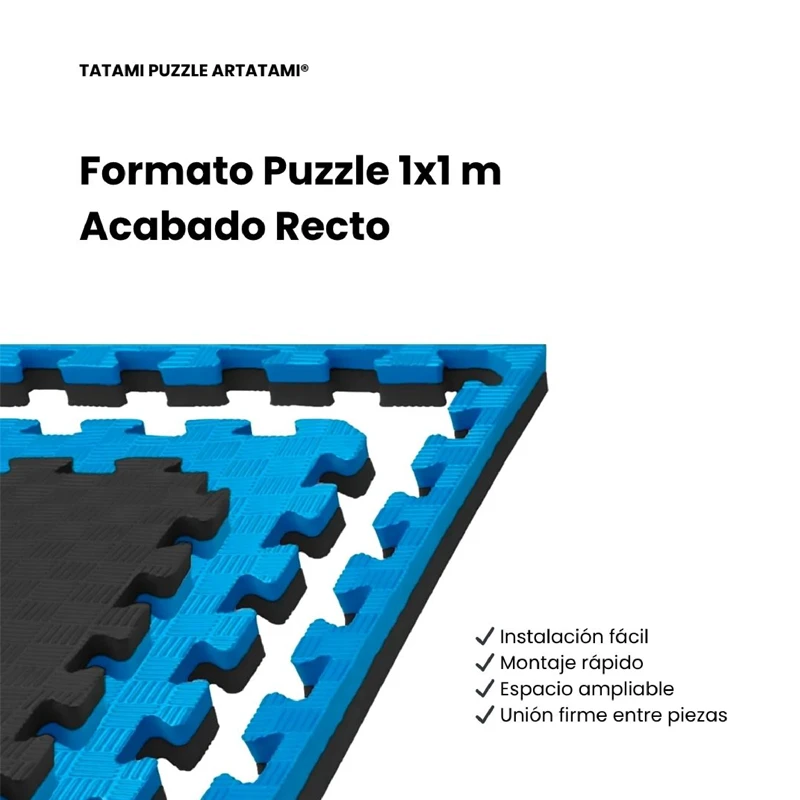 Tatami Puzzle Etileno Acetato de Vinílo de Alta Densidad Tatami Azul Negro|1x1| 25mm