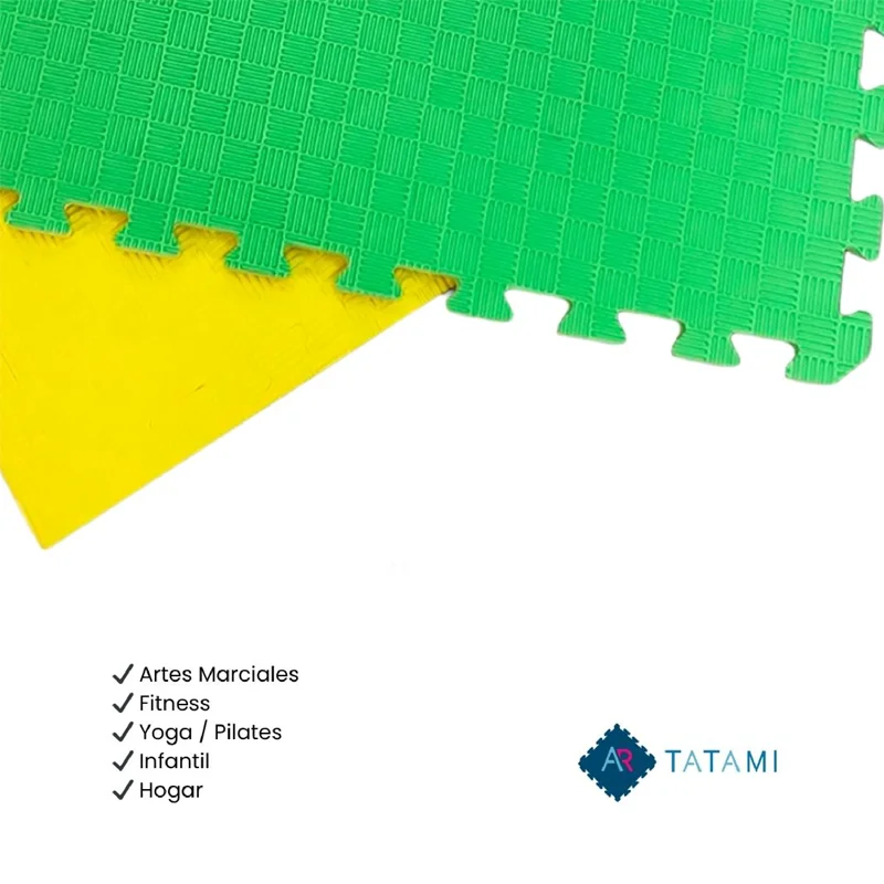Tatami Puzzle Etileno Acetato de Vinílo de Alta Densidad Tatami Amarillo Verde |1x1| 20mm