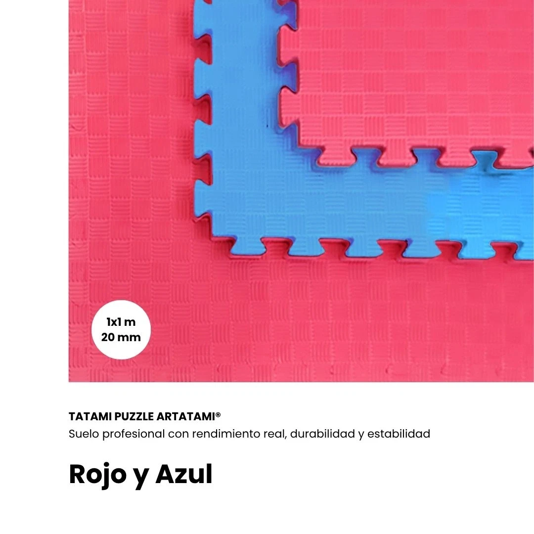 Tatami Puzzle Etileno Acetato de Vinílo de Alta Densidad Tatami Azul Rojo |1x1| 20mm