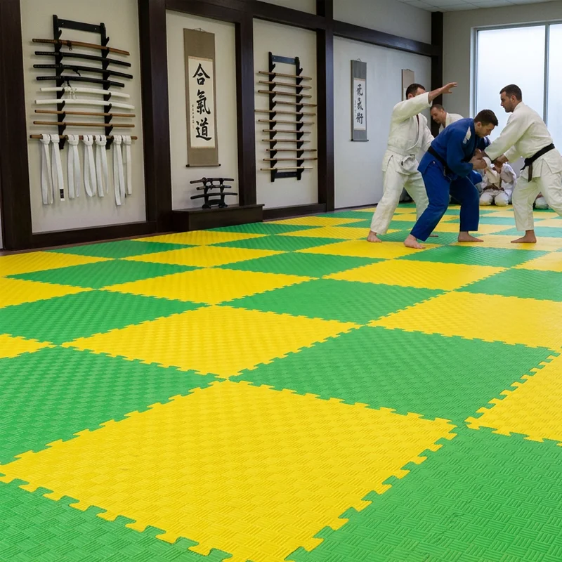 Tatami Puzzle Etileno Acetato de Vinílo de Alta Densidad Tatami Amarillo Verde |1x1| 20mm