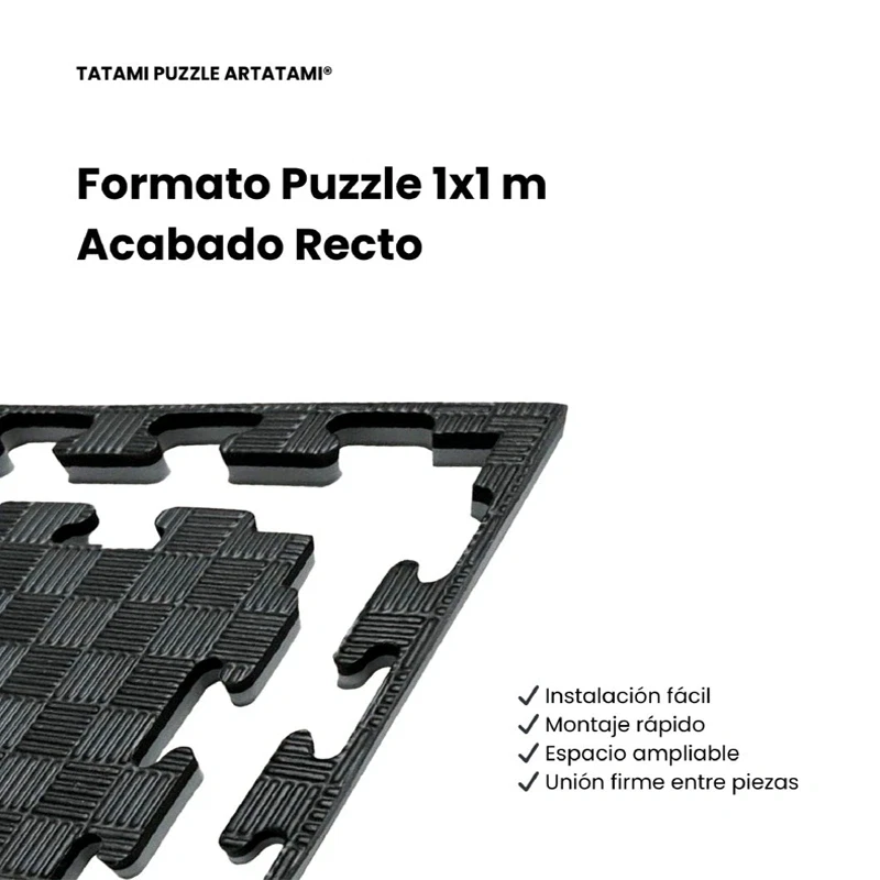 Tatami Puzzle Etileno Acetato de Vinílo de Alta Densidad Tatami Gris Negro|1x1| 25mm