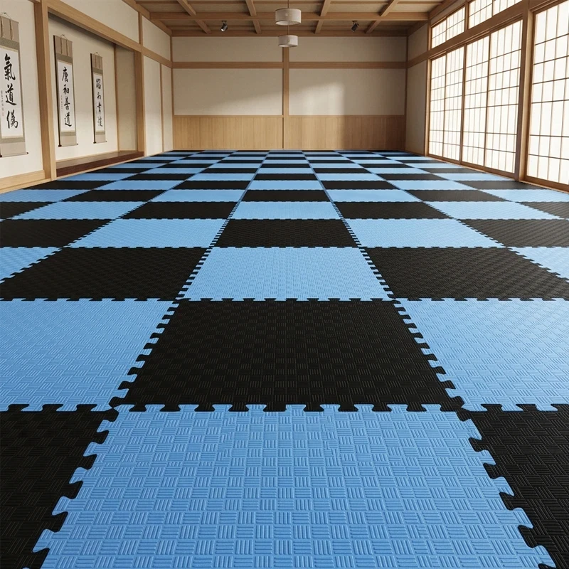 Tatami Puzzle Etileno Acetato de Vinílo de Alta Densidad Tatami Azul Negro |1x1| 20mm