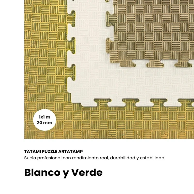 Tatami Puzzle Etileno Acetato de Vinílo de Alta Densidad Tatami Blanco Oliva |1x1| 20mm