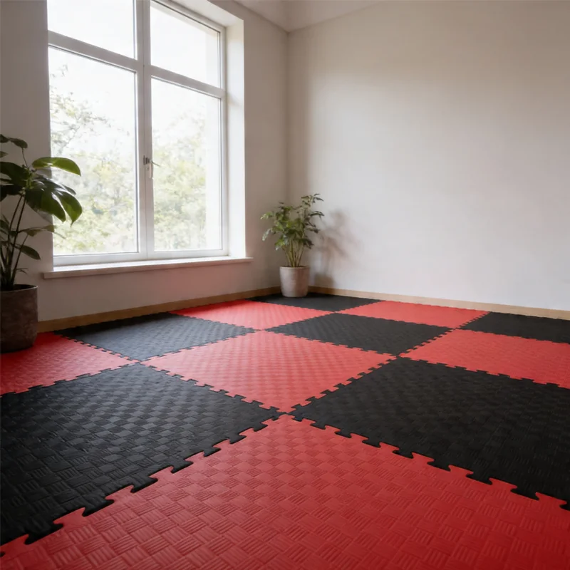 Tatami Puzzle Etileno Acetato de Vinílo de Alta Densidad Tatami Rojo Negro  |1x1| 25mm