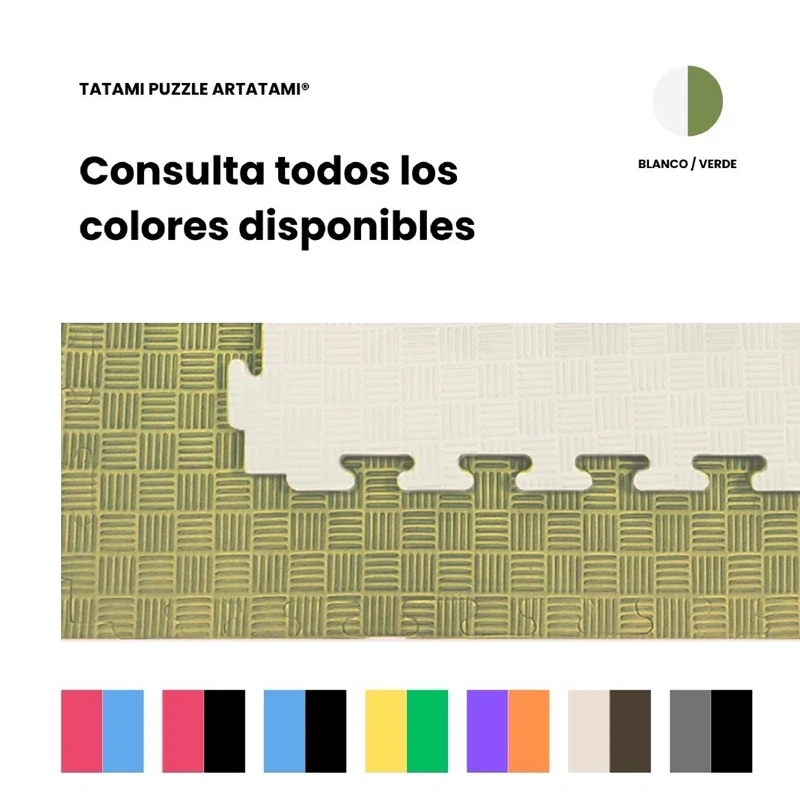 Tatami Puzzle Etileno Acetato de Vinílo de Alta Densidad Tatami Blanco Oliva |1x1| 20mm