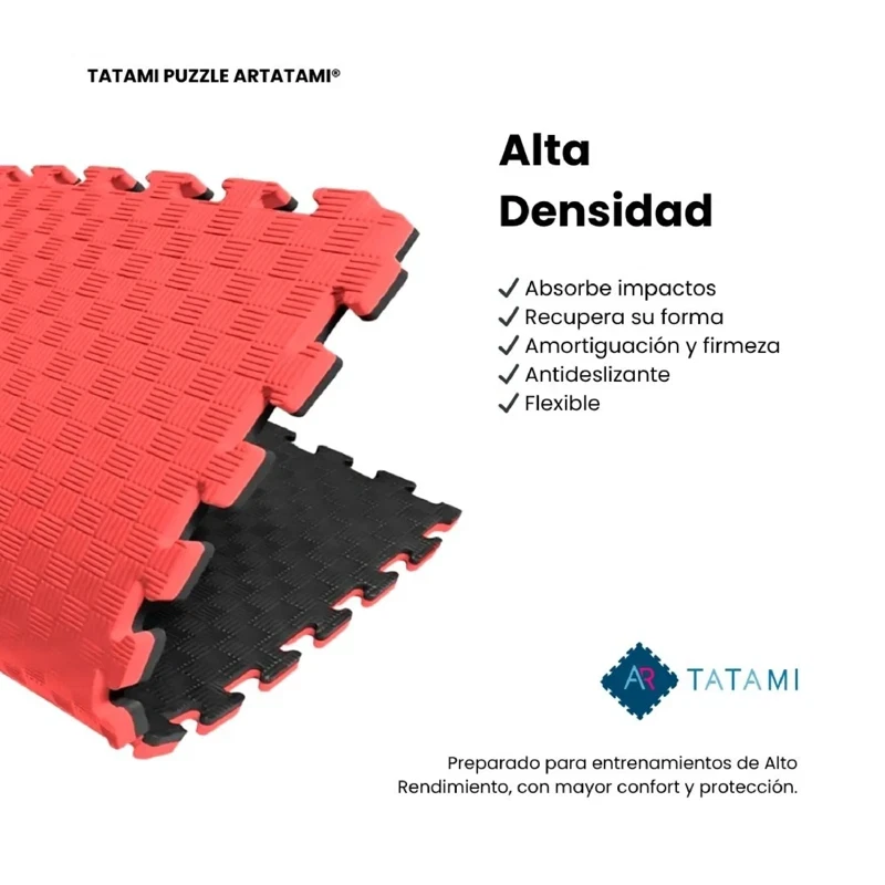 Tatami Puzzle Etileno Acetato de Vinílo de Alta Densidad Tatami Rojo Negro  |1x1| 40mm