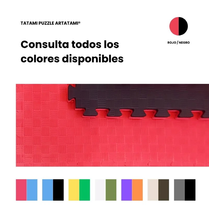 Tatami Puzzle Etileno Acetato de Vinílo de Alta Densidad Tatami Rojo Negro  |1x1| 40mm