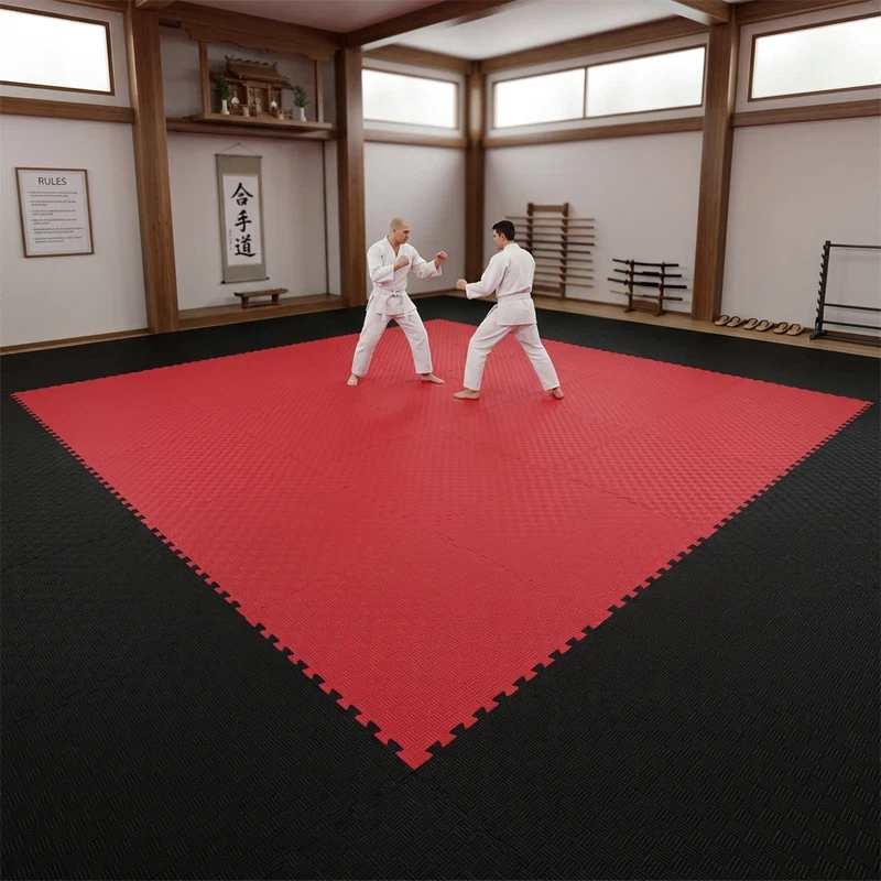 Tatami Puzzle Etileno Acetato de Vinílo de Alta Densidad Tatami Rojo Negro  |1x1| 40mm
