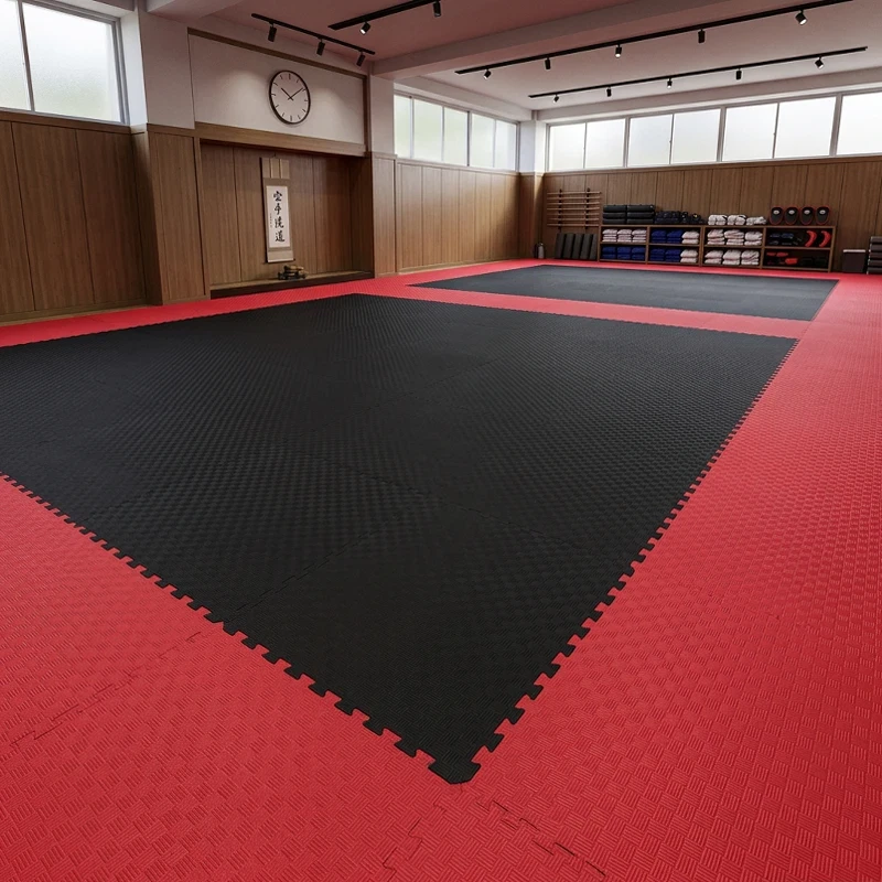Tatami Puzzle Etileno Acetato de Vinílo de Alta Densidad Tatami Rojo Negro  |1x1| 40mm