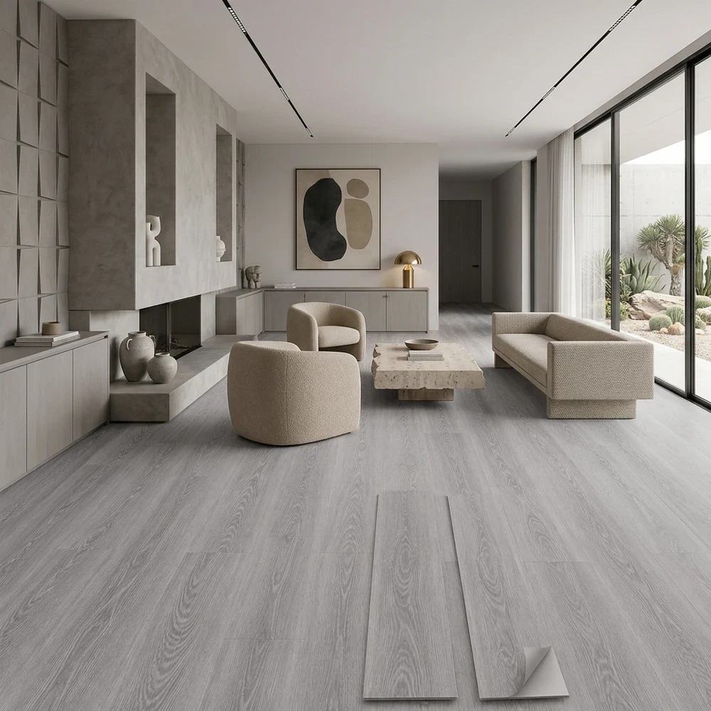Suelo de Vinílico Autoadhesivo PVC Roble Gris 5m²