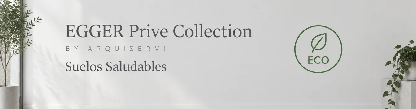 EGGER Prive Collection by Arquiservi · Suelos Saludables · Suelo laminado efecto madera gris, sello ECO