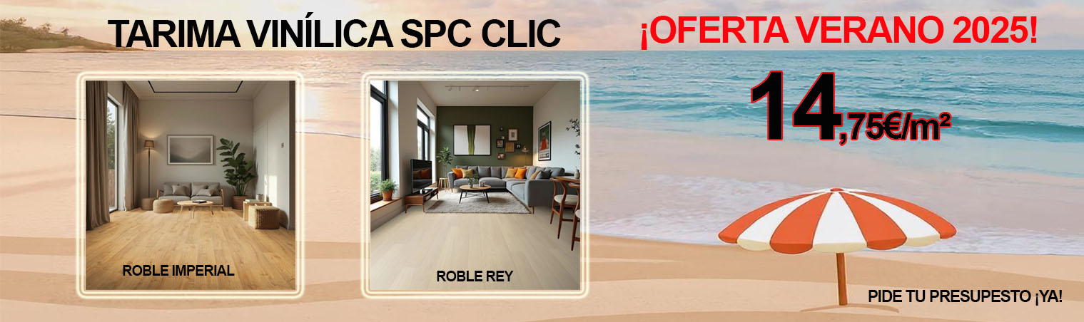 Tarimas y Suelos vinilicas SPC en Click Roble Rey y Roble Imperial
