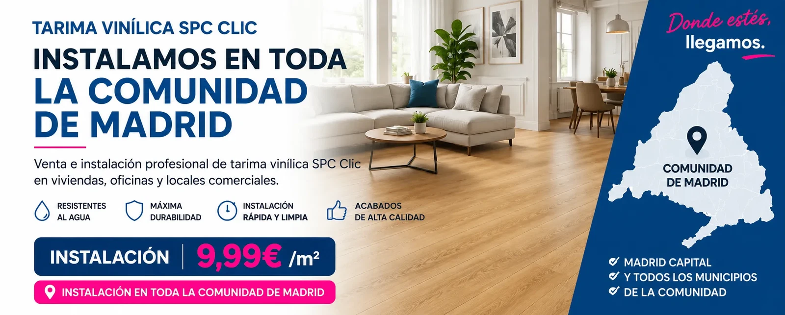 Tarimas y Suelos vinilicos SPC en Click el precio más economico en Instalación