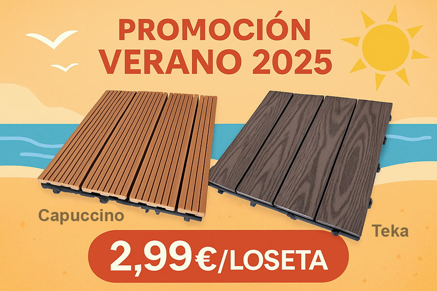 Tarima exterior de losetas autoinstalables o encajables