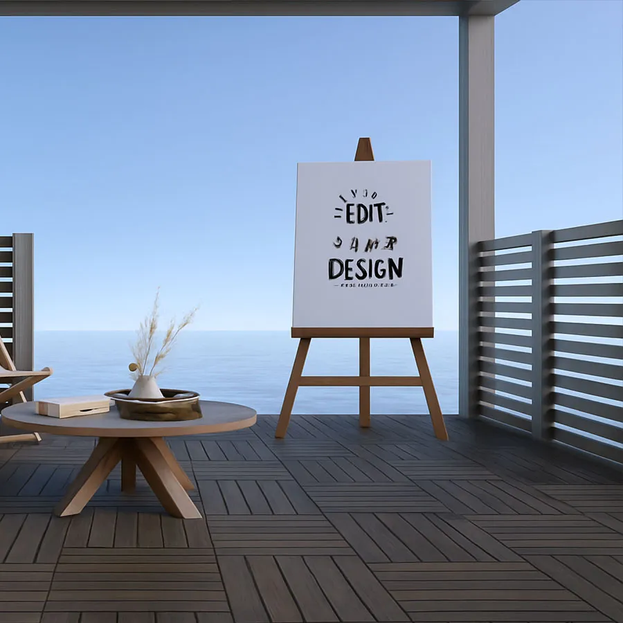 Espacio decorado con losetas de exterior en varios tonos